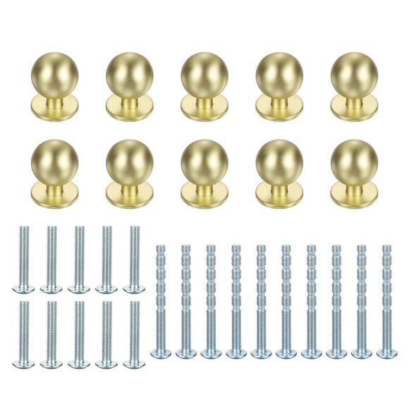 Cabinet Knobs, 10Pcs 15/16" (24mm) Aluminum Round Solid Dresser Drawer Knobs for Modern Kitchen Cabinet Pull Handles Metal Hardware, Brushed Gold