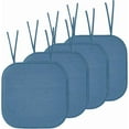 thumbnail image 2 of Elegant Comfort 4 Pack Chair Cushion Covers - Skid-Proof Rubber Backing - 16 x 16 Inch - Thick Dining Square Shape Seat Covers - Comfortable Textured Chair Pads with Ties - Honeycomb Pattern, Blue, 2 of 7