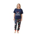 thumbnail image 3 of Odeerbi Christmas Pajamas for Family Holiday Short Sleeve Family Christmas Pajamas Matching Sets Mom Casual Print Top with Bottom Outfits Home Wear Sleepwear Family Matching PJs Set Blue, 3 of 7