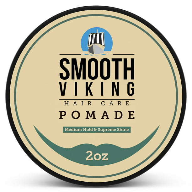 Pomade for Men - Best Hair Styling Formula for Medium Hold and High Shine -  Perfect for Straight, Thick and Curly Hair - 2 OZ - Smooth Viking -  