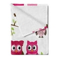 thumbnail image 2 of Cartoon Soft Flannel Fleece Throw Blanket, Girl Baby Shower Themed Owls and Branches Animal Characters, Cozy Plush for Indoor and Outdoor Use, 70" x 90", Purple Pink Brown, by Ambesonne, 2 of 5