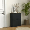 thumbnail image 2 of HOMCOM Slim Shoe Cabinet with 2 Flip Drawers Adjustable Shelves Black, 2 of 10