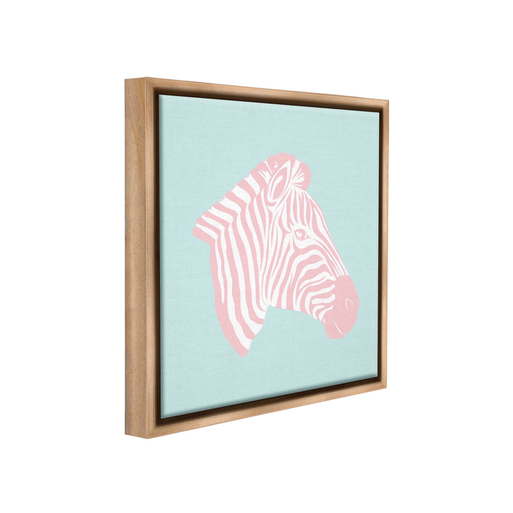 Stupell Industries Pastel Zebra Portrait Animals & Insects Painting Brown Floater Framed Canvas Art Print Wall Art, 25 x 25
