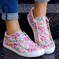 thumbnail image 3 of EKVAHL Floral Canvas Sneakers for Women, Low Top Lace Up Breathable Non Slip Fashion Slip Ons, Vacation Outdoor Daily Stylish Sneakers Pink, 3 of 4