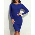 thumbnail image 4 of PrettyGuide Women's Boat Neck Bodycon Sweater Dress Long Sleeve Slim Fit Solid Ribbed Knit Midi Pullover Dresses, 4 of 7