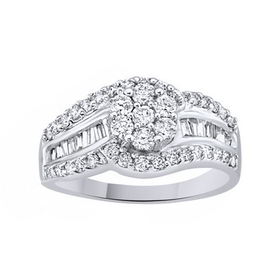 AFFY White Natural Diamond Fashion Ring In 10k White Gold (1 Cttw)