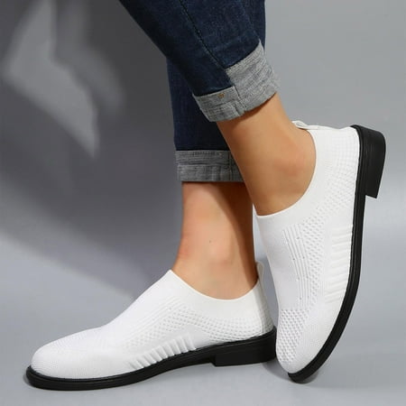 

Mishuowoti casual shoes for women 2023 Fashion Autumn Women Casual Shoes Low Heel Flat Solid Color Fly Woven Mesh Breathable Comfortable Solid Color Simple Design