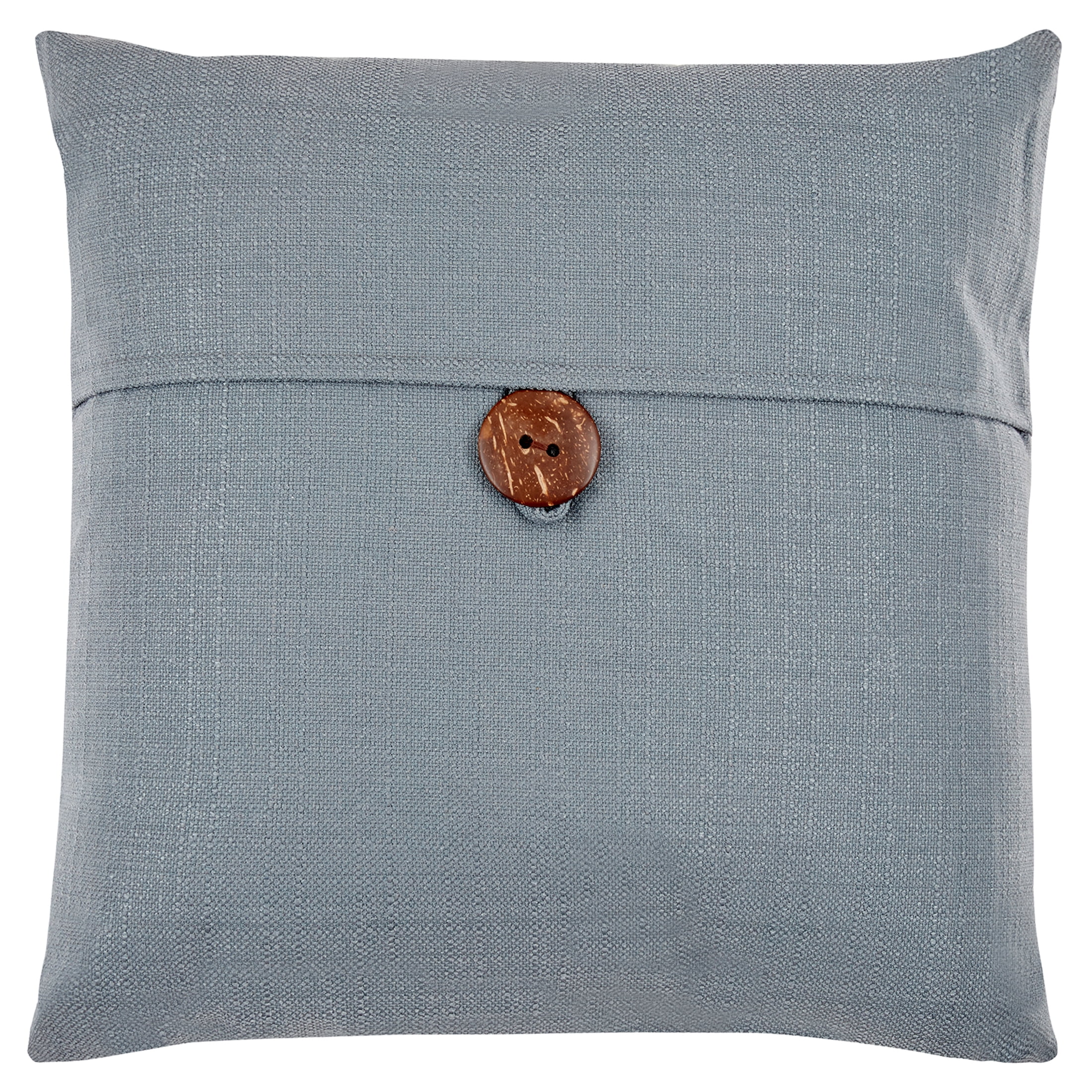 Mainstays Dynasty Square Coconut Button Accent Decorative Throw Pillow, 18" x 18", Gray Flannel