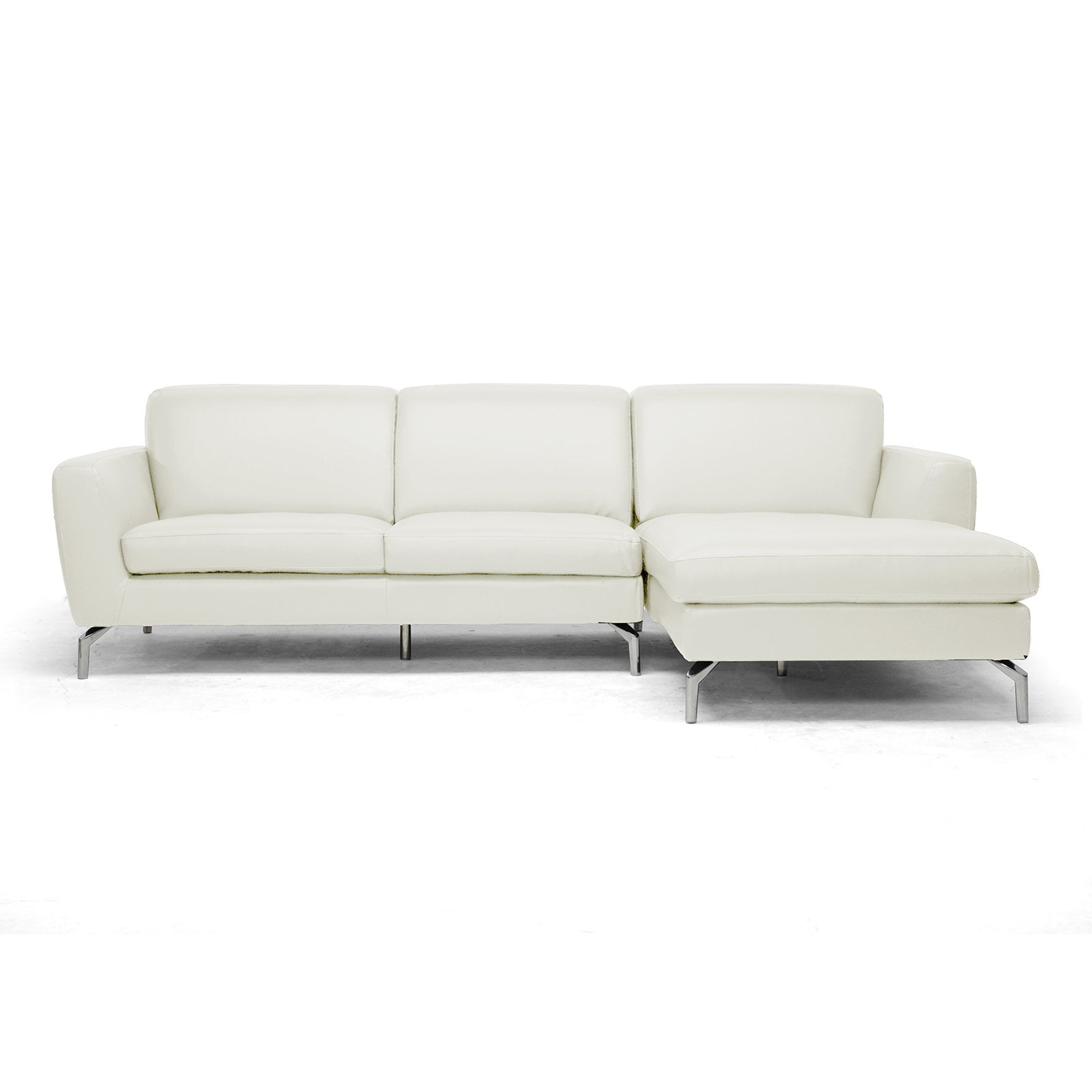 Baxton Studio Donovan Leather Modern Sectional Sofa Cream