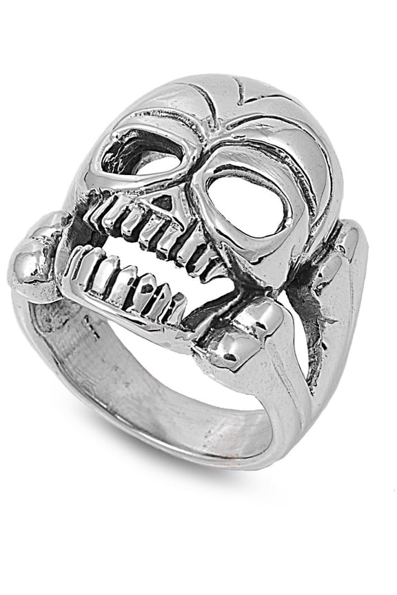 925 Sterling Silver Skull of Destruction Ring Size 11