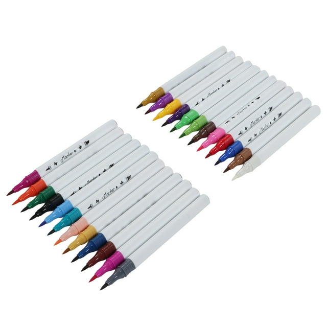 Marker Pens, Coloring Markers Boxed Design 24 Pcs Flexible Dual Tip Triangular Rod for Adult for Children