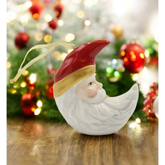 Ceramic Santa Ornament - Moon, Christmas Tree Decor, Gift for Her