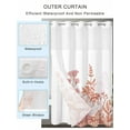 thumbnail image 2 of No Hook Shower Curtain with Snap in Liner Fall Pink Flowers Shower Curtain -Fabric Waterproof Inner Liner, Watercolor Leaves Shower Curtains Washable 60"x72", 2 of 9