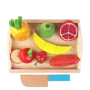 DIY Wooden Pretend Play Kitchen Toy Cut Fruit Vegetables Simulation Kitchen Set Early Education Toys For Children Kids Girl