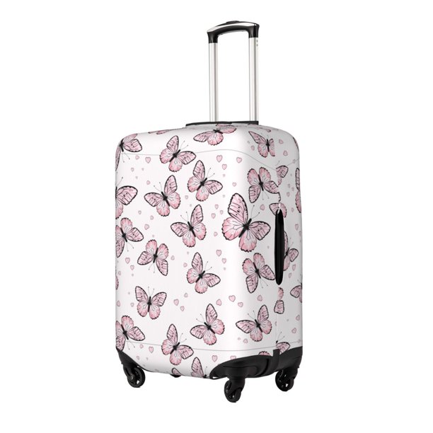 Balery Pink Butterflies (2) Funda de equipaje, fundas para maletas, elástica, lavable, protector de maletas, compatible con maletas de 18 a 32 pulgadas-Large