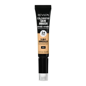 Revlon ColorStay Skin Awaken 5-in-1 Concealer, Lightweight, Creamy Longlasting Face Makeup with Caffeine &  C, For Imperfections, Dark Circles & Redness, 001 Universal Neutralizer, 0.27 fl oz