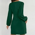 thumbnail image 5 of HAiming Women's V Neck Long Sleeve Satin Dress Casual Elegant Cocktail Wedding Guest Mini Wrap Bodycon Dresses, 5 of 8