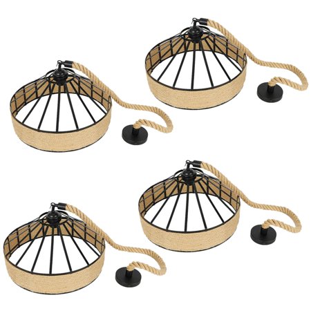 

4X E27 Hemp Rope Hanging Lamp Vintage Pendant Lamp Ceiling Light Antique Industrial Adjustable Lamp Chandelier(30 CM)