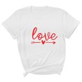 thumbnail image 2 of Hauts d'Été Grande Taille pour Femmes Chic Blouse pour Femme Nouvelle Imprimé Love Manches Courtes T-shirt Col Rond T-shirt Col en V Femme en Liquidation, 2 of 4