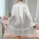thumbnail image 4 of Karight Women's Satin Robes Ruffled Sleeve Silk Robe Short Kimono Bride Bathrobes Lace Trim Loungewear with Pockets, 4 of 8