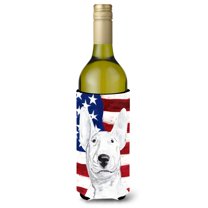 Bull Terrier USA American Flag Wine Bottle Beverage Insulator Beverage Insulator Hugger