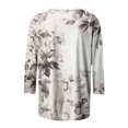 thumbnail image 5 of Pompotops T-shirt Mode Femme Imprimé Manches 3/4 Blouse Col Rond Hauts Décontractés en Solde, 5 of 5
