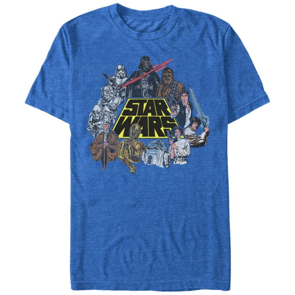 Men's Star Wars Classic Characters  Graphic Tee Royal Blue Heather Small
