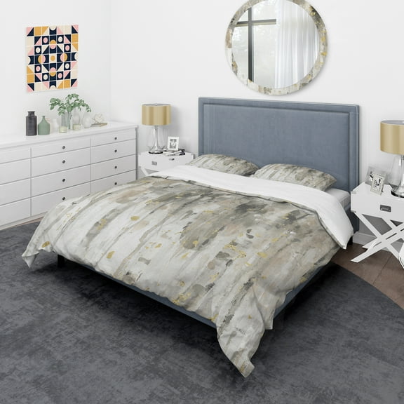 Designart 'The Modern Grey Forest IV' Glam Duvet Cover Set