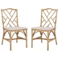 thumbnail image 2 of Safavieh Chadale Scandinavian Rattan and Fabric Dining Side Chairs, Natural/Cream (Set of 2), 2 of 6