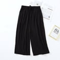 thumbnail image 2 of Womens Soft Modal Capri Pants Wide Leg Loose Drawstring Summer Comfy Workout Crop Capris Sweatpants Culottes with Pockets, 2 of 3