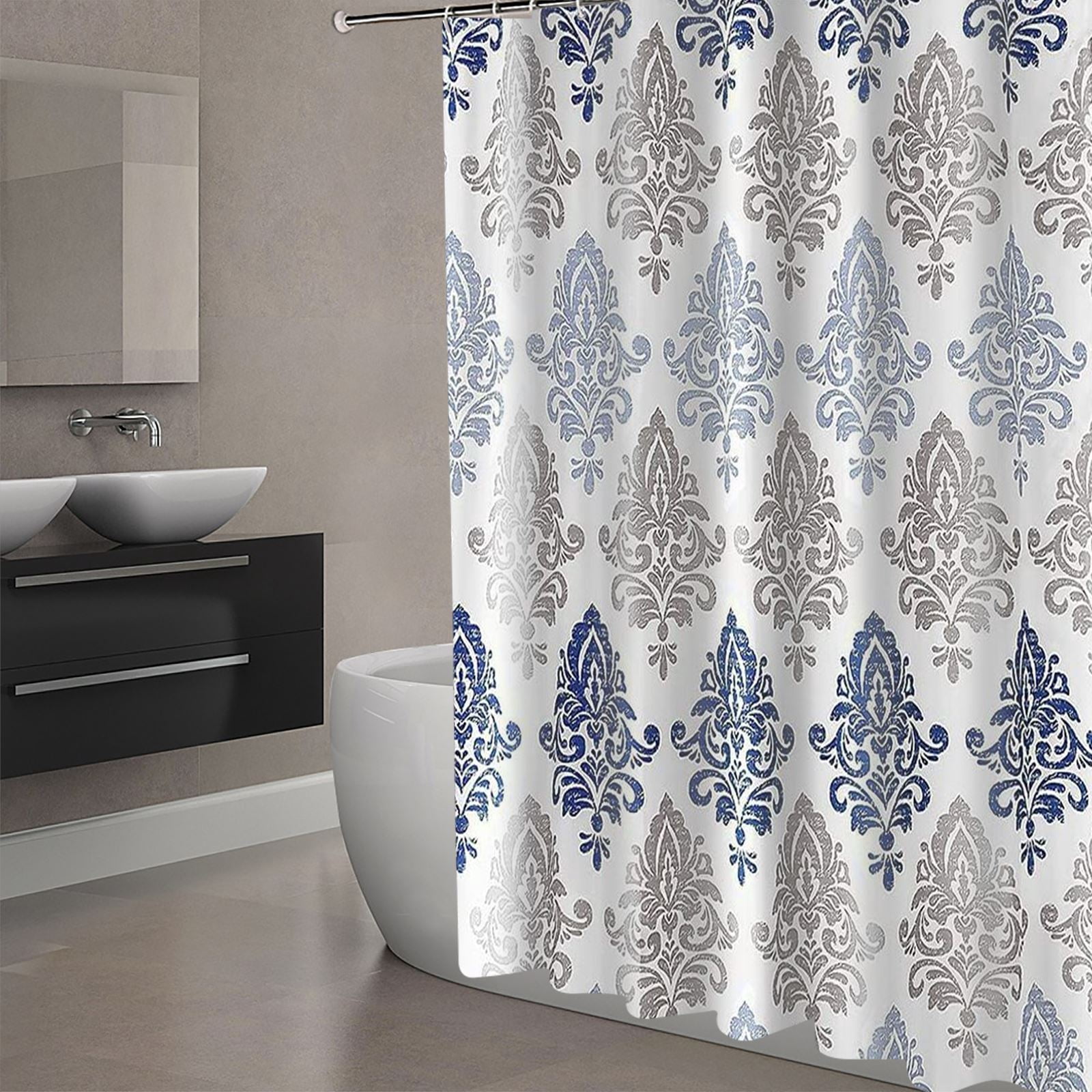 Shower Curtain for Bathroom with 12 Hooks Polyester Fabric Machine Washable Waterproof Shower Curtains 72 x 72 Inch