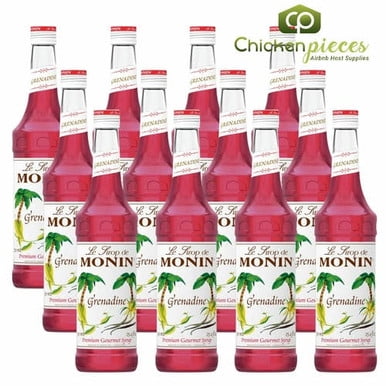 Monin Sirop de Grenadine de Qualité Supérieure, Mélangeur de Cocktail Authentique aux Petits Fruits Rouges et à la Vanille, Bouteilles en Verre de 750 ml (25,4 oz), Caisse Professionnelle en Vrac de 12