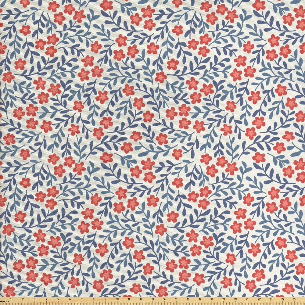 Vintage Fabric by the Yard, Vintage Retro Flower Design Bohemian