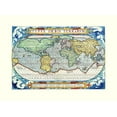 thumbnail image 2 of Ortelius 18x14 White Modern Wood Framed Museum Art Print Titled - World - Ortelius, 2 of 4