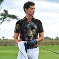 thumbnail image 3 of Honeii Colorful Floral Black Dog print Polo Shirt, a classic short-sleeved, button-down golf shirt designed for men4X-Large, 3 of 6