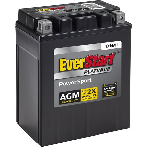 EverStart Platinum BOXED AGM PowerSport Battery, Group Size TX14AH 12 Volt, 210 CCA