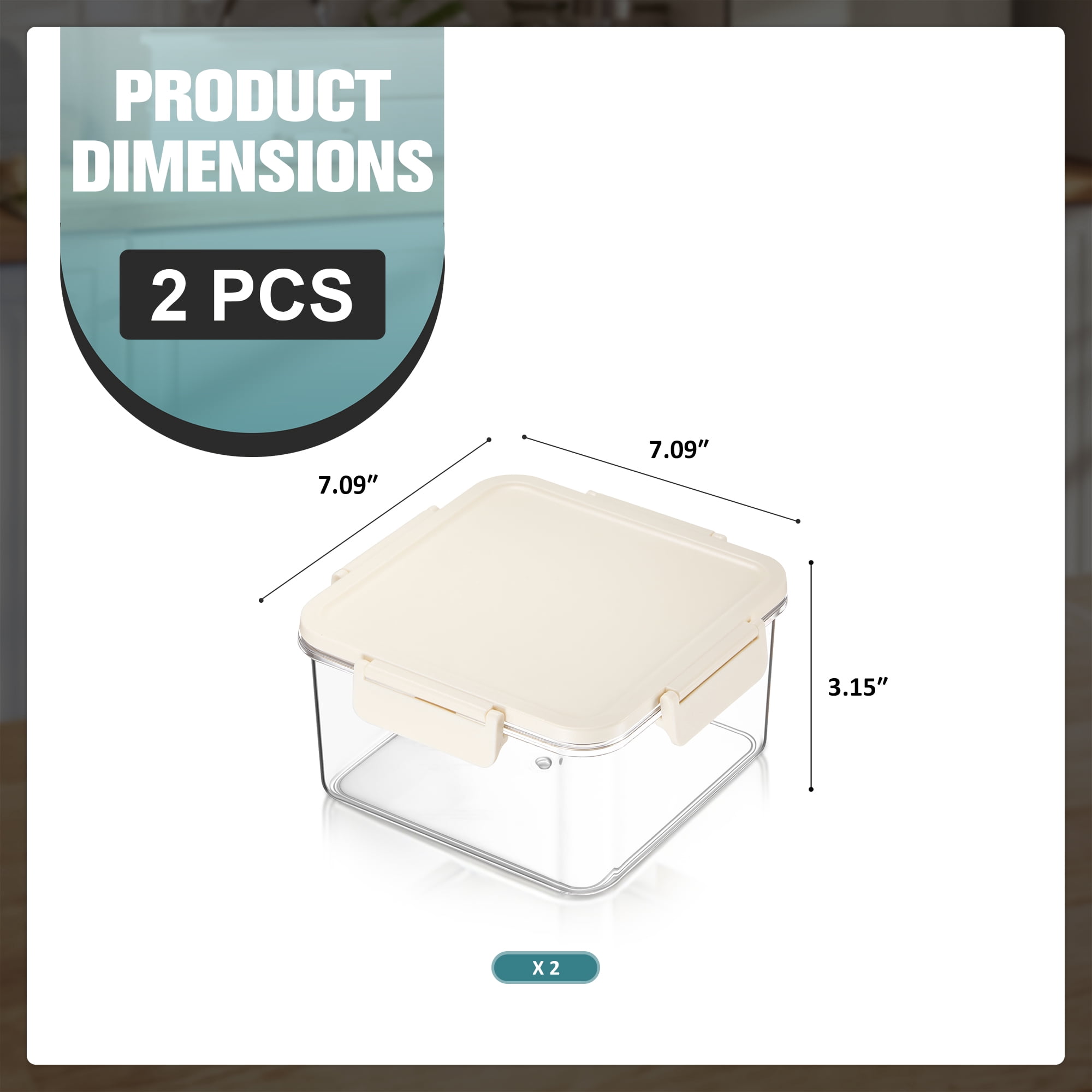Sorbus 2-Pack Standard Square Airtight Food Storage Containers – Clear Stackable Pantry