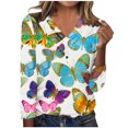 thumbnail image 1 of ICHUANYI Clearance Women's Long Sleeve Summer V Neck Sexy Casual Tops Regular Gradient Blouse Tops ICHUANYI "ICHUANYI", 1 of 4