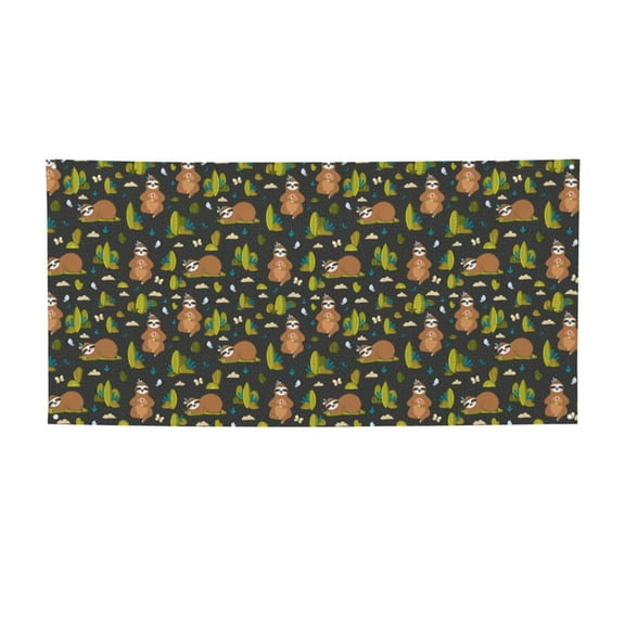 Picia Funny Sloths In The Forest Pattern Party Banner, Festive Decoration, Holiday Banner, Celebration Decor, Event Banner, Reusable Party Banner-Small