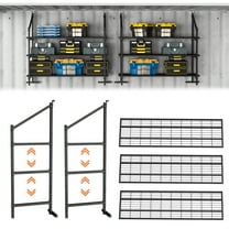 GIOTORENT Heavy Duty Shipping Container Shelving, 3-Tier Adjustable Wall-Mounted Steel Rack, 66.53" Wide with Multi-Hole Brackets, Black