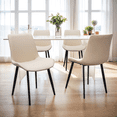 thumbnail image 3 of Beige PU Leather Dining Chair Set of 4, Metal Legs, Modern Upholstered, for Kitchen/Restaurant/Living Room/Meeting Room, 3 of 9