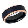 thumbnail image 3 of Men Women 8MM Comfort Fit Titanium Wedding Band Black Brushed Rose Tone Step Edge Titanium Ring (Size 7 to 15), 3 of 4
