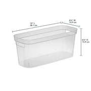 Sterilite Narrow Storage Bin, Clear Plastic, Easy Access Container with Carry Handles, 8 Count