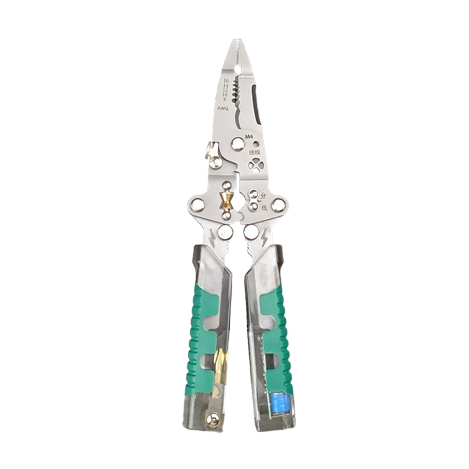 koolsoo Multifunctional Wire Stripper Wire Crimping Tool with Voltage Tester Metal Cable Cutting Tool Cable Cutter Pliers for Peeling 22cm