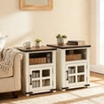 thumbnail image 2 of PieDle 24'' Squre End Table Set of 2,Modern Nightstand Sofa Table with Glass Door, Side Table for Living Room, Bedroom, White, 2 of 7