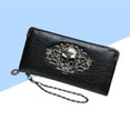 thumbnail image 3 of Cartera de mujer, versión coreana, larga, estilo retro, estilo punk, con estampado de calaveras y lunares (negro), 3 of 7