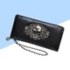 thumbnail image 5 of Cartera para mujer, versión coreana, larga, estilo retro, estilo punk, con estampado de calaveras y lunares (negro), 5 of 7