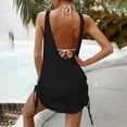 thumbnail image 4 of Summer Dresses For Women 2025 Sevevn Woman Solid Color Fashion Sleeveless V-Neck Drawstring Beach Dress, 4 of 8