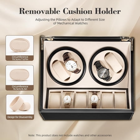 Watch Display Box, Watch Winding Display Box, Detachable Outer Ring, 4 Rotating Display Compartments and 6 Storage Compartments, Suitable for Personal, Store, and Home Decoration