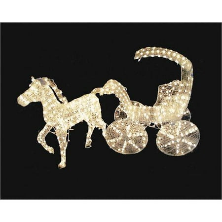 57" Lighted Crystal 3-D Horse and Carriage Christmas Outdoor Decoration